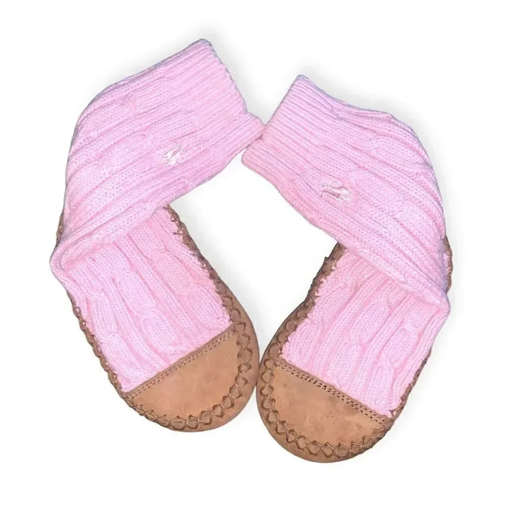 Polo by Ralph Lauren pink cable knit baby booties